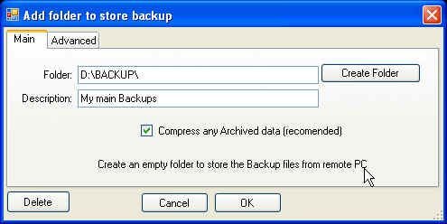BAckup storage folder