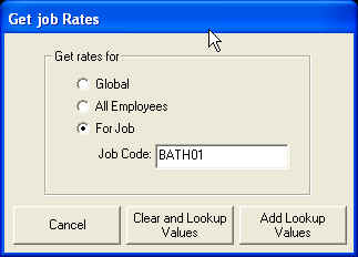 Exchequer Enterprise Job Time Rate criteria