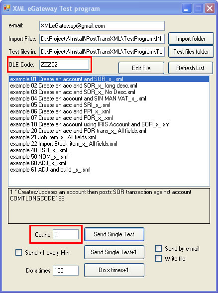 XML eGateway test Program