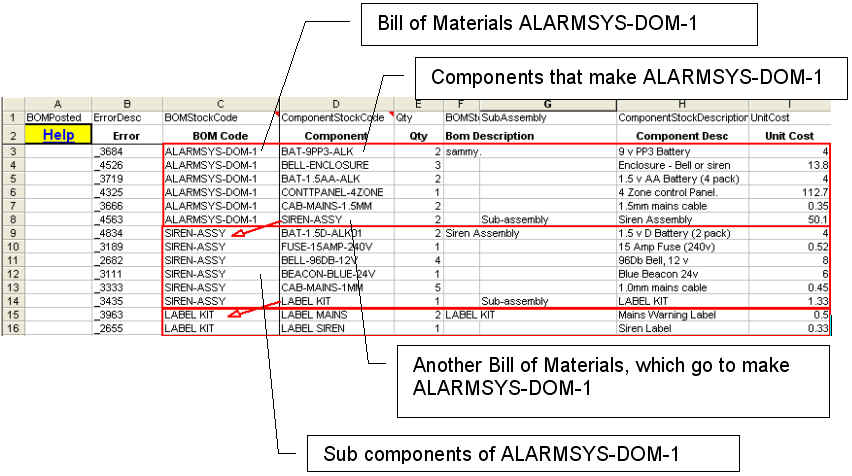 Exchequer Enterprise Bill of Materials IMport