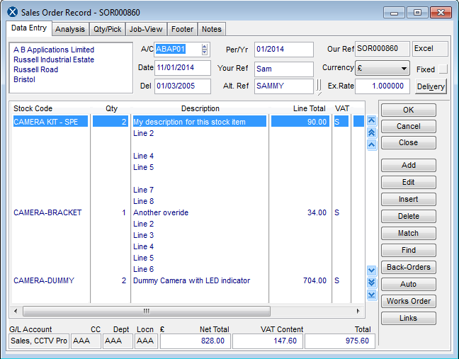 Example of Multiple lines