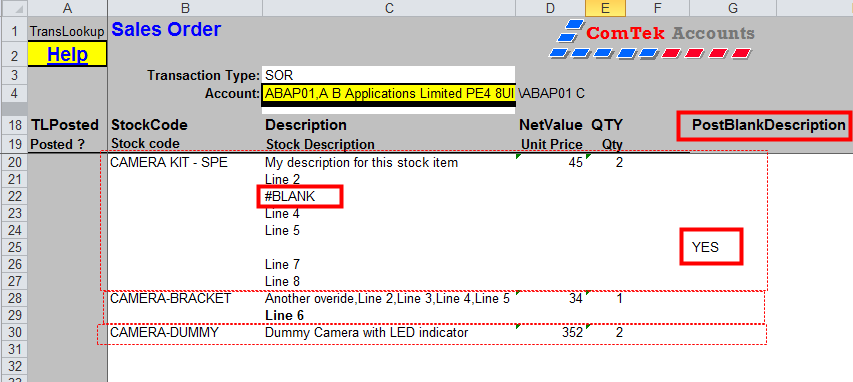 Example of multi lines
