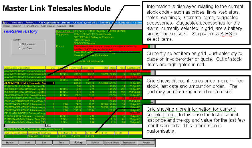 Quick TeleSales from Exchequer Enterprise, front end for Goldmine,ACT and MS CRM