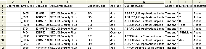 Exchequer Enterprise Job Costing date for import